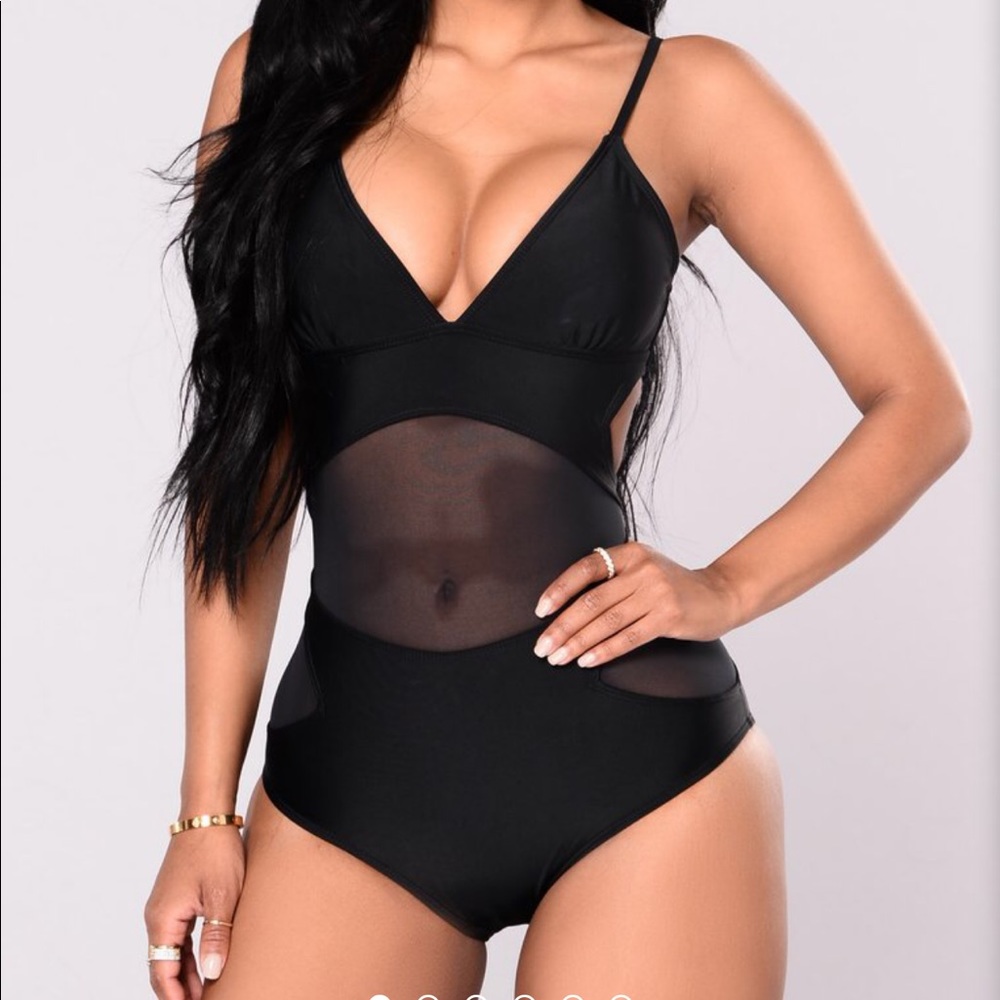black swimsuit